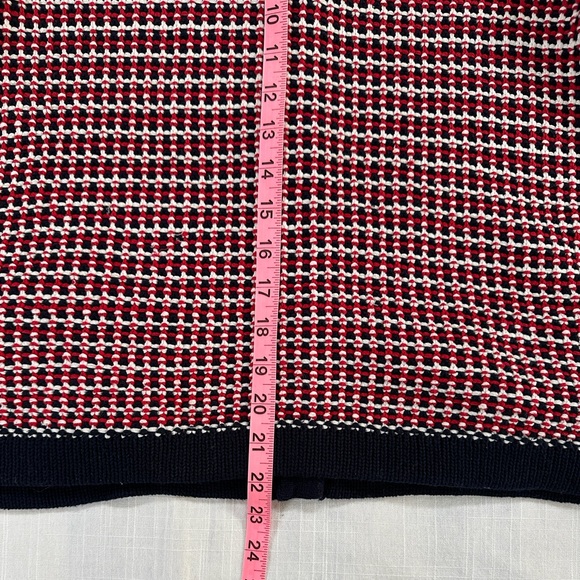 Talbots Blazer Style Cardigan Jacket Sweater Sz M-L Red Blue White Classic - Picture 11 of 14